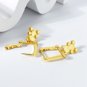 BrassGold Plated Cartoon <b>Bear</b> Hoop Earrings Women's <b>Cute</b> Fashion Jewelry - Product Image 3