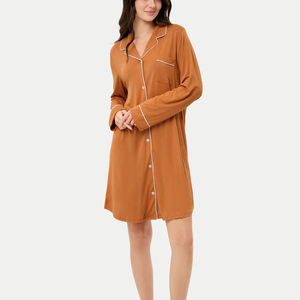 <span class=keywords><strong>Camicia</strong></span> <span class=keywords><strong>da</strong></span> <span class=keywords><strong>Notte</strong></span> in Bambù Organico per Donna, Pigiama a Maniche Lunghe, Abbigliamento Sostenibile per il Relax Femminile, Vestaglia Personalizzata - Product Image 3