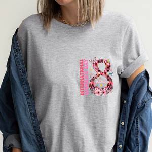 T-shirt da donna con icona femminista, manica corta, girocollo, 100% cotone, stampa digitale, casual, primavera estate, Giornata Internazionale della Donna - Product Image 3
