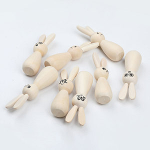 Wooden Rabbit <b>Easter</b> Bunny <b>Ornament</b> Handmade Decor For Home And Kids Craft DIY - Product Image 3
