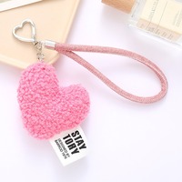 Nouveau porte-clés en peluche en forme de cœur pour fille, pendentif pour étui de téléphone, ornement suspendu, accessoire, cadeau de la Saint-Valentin, plusieurs couleurs
