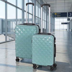 2 Valigie in Nylon Leggero Azzurro Acquamarina, Impermeabili, con Doppia Cerniera Esterna, Lucchetto Combinato, 4 Ruote, Fodera in Poliestere, per Esterni - Product Image 3