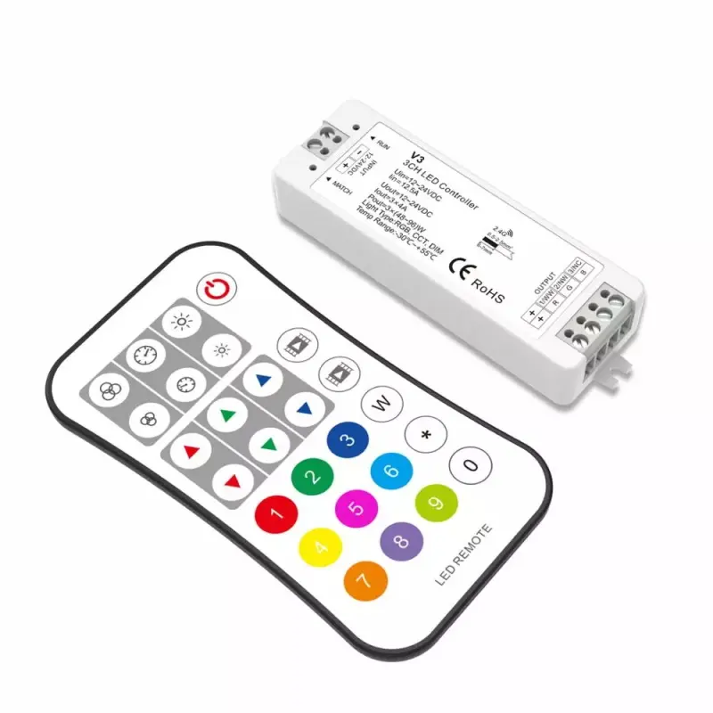 LED Light Strip Smart Control 12V 24V Dimmer RGB RGBW CtA Remote Controller Receiver Set