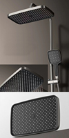 Nouveau design piano système de douche ensemble de mélangeur salle de bain noir thermostatique pluie douche robinet ensemble Led cascade panneau de douche