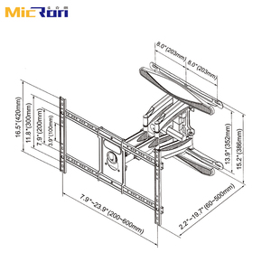 Support mural pour téléviseur en acier à <span class=keywords><strong>bras</strong></span> long, pivotant, inclinable et orientable, capacité de 68 kg, pour écrans de 55 à 85 pouces, robuste et de qualité supérieure - Product Image 6
