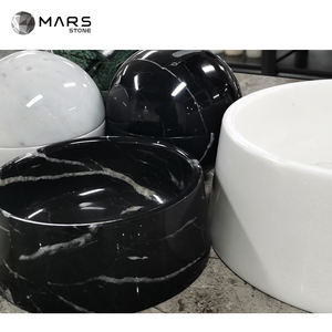 Cuenco redondo de mármol negro de piedra <span class=keywords><strong>natural</strong></span> para utensilios de cocina, cuenco para perros y gatos - Product Image 3
