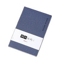 Bloc de notas pequeño A6 de lino y cuero PU con cubierta flexible, para notebook, Color Azul Marino