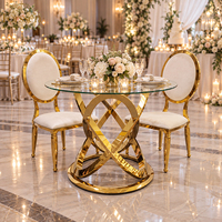 Table à gâteau de mariage moderne en acier inoxydable avec plateau en verre, idéale pour les hôtels, restaurants, banquets, événements et réunions