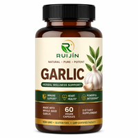 Capsules d'ail OEM ODM sans odeur, à base d'allicine, pour la santé cardiaque, le soutien immunitaire, antioxydant, cholestérol, complément végétalien, 60 gélules