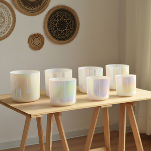 Ensemble de bols chantants en cristal Aurora, <span class=keywords><strong>7</strong></span> notes <span class=keywords><strong>des</strong></span> <span class=keywords><strong>chakras</strong></span>, instruments de sonothérapie et de guérison sonore, fournisseur en gros pour les bains spirituels - Product Image 3