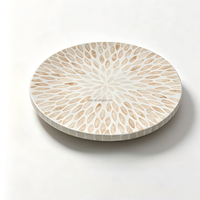 Plateau rotatif artisanal, motif nature morte, style européen, luxe léger, design géométrique, incrustation de coquillages, rangement pour aromathérapie, maison