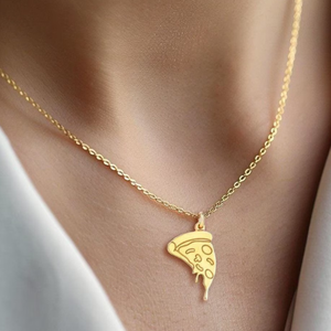 Collana in Acciaio Inossidabile con Ciondolo a Tema Cibo: Pizza, Hotdog, Baguette, Pane Lievitato, Divertente e Delicata, OEM - Product Image 5