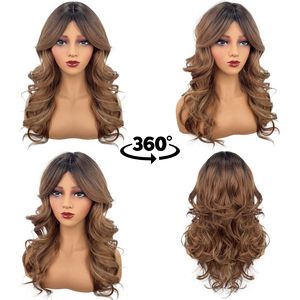 Peluca Sintética de Fibra Larga Media, Ondulada y con Degradado de Color para Mujer, Venta al Por Mayor - Product Image 4
