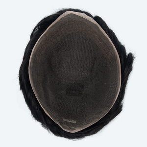 Prothèse capillaire pour homme en cheveux naturels noirs, avec dentelle suisse complète et nœuds frontaux décolorés - Product Image 2