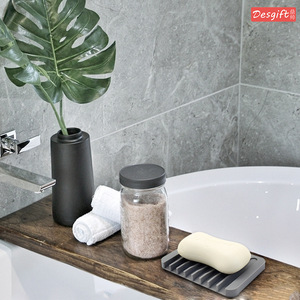 Qianrui Soap Dish Rectangular PP Self Drain Non Slip Countertop Organizer White Gray Black - Product Image 4