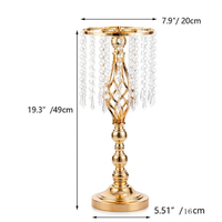 Vases à fleurs de mariage modernes de luxe en cristal doré de haute qualité, supports de décoration de table, centres de table élégants pour fêtes et événements à domicile