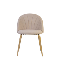 Chaise de salle à manger moderne en tissu beige rembourré avec pieds en métal doré, style nordique, pour la maison, le café, le restaurant
