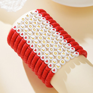 Pulseras <span class=keywords><strong>de</strong></span> la <span class=keywords><strong>Amistad</strong></span> con Letras <span class=keywords><strong>de</strong></span> Amor y Corazón Rojo para Niñas y Mujeres, Pulseras Elásticas <span class=keywords><strong>de</strong></span> Cuentas <span class=keywords><strong>de</strong></span> Arcilla Polimérica Coloridas con Logotipo <span class=keywords><strong>de</strong></span> Letras, Regalos - Product Image 4