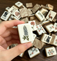 Juego de Mahjong Americano de Lujo con Base de Mármol, Colección Marrón en Capas, Venta al por Mayor B2B, Juego de Mesa de Ocio Otoñal, Fichas de Mahjong Personalizadas
