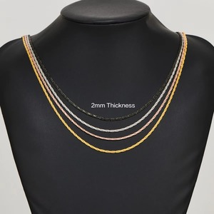 Collier en Chaîne Torsadée Plate en Acier Inoxydable de 2 mm d'Épaisseur, Couleur Or et Rose pour Femmes et Filles, 16 à 30 Pouces - Product Image 4