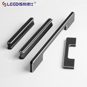 Lgedis Cabinet Door Handles Aluminum Alloy Black Bar Shape Minimalist Design For Wardrobe Kitchen Furniture Hardware - Product Image 1