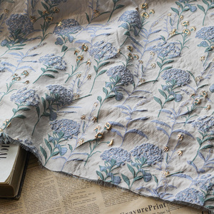 100% tela de diseñador de poliéster tejido jacquard brocado tela para vestido ropa 3D patrón de flores jacquard - Product Image 4