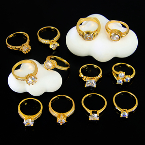 Anillos de Zirconia Chapados en Oro de 21k, Directo de Fábrica, Antideslustre, Joyería Nupcial para Mujer, Anillos para Fiesta - Product Image 6
