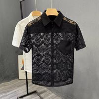 Kemeja Pria Kasual Berlubang Lengan Pendek, Kemeja Kancing Kerah Terbaru 2026 dengan Saku, Atasan Streetwear