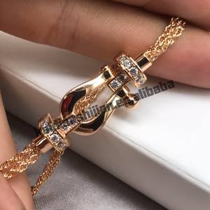 Classic Beaded Zircon Charm <b>Bracelet</b> Children's Men Women Rose Gold Plated Sterling Silver <b>Horseshoe</b> Chain Buckle Jewelry - Product Image 6