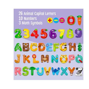 Alat pembelajaran edukasi huruf dan angka Uppercase magnetik untuk anak-anak magnet pengenalan kata termasuk 26 alfabet warna-warni