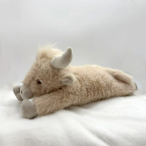 Highland Cow Plush <b>Toy</b> <b>Soft</b> <b>Stuffed</b> Animal For Kids Birthday Gift 2 To 4 Years Unisex White Color Pp Cotton Fill - Product Image 3