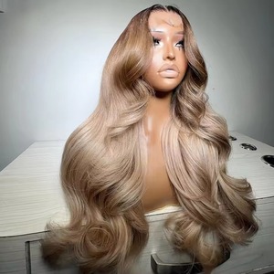Perruque de <span class=keywords><strong>Cheveux</strong></span> Humains Ondulés HD 13x6 Ombré Blond Racine Cendré <span class=keywords><strong>avec</strong></span> Frontale en Dentelle et Closure 5x5 pour Femmes, Longue - Product Image 1