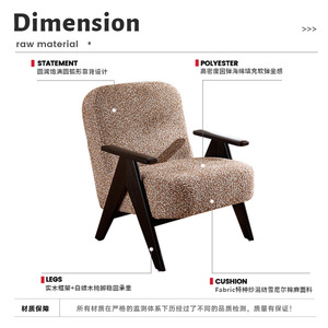 Modern Designer Sofa Chair Solid Wood <b>Frame</b> Ergonomic Upholstered Living Room Chair Single Seat Vintage Style Furniture - Product Image 5