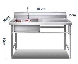 Equipo de catering comercial VICTORY KITCHEN camión de comida mesa de fregadero de cocina de acero inoxidable con escurridor para mesa de fregadero - Product Image 4