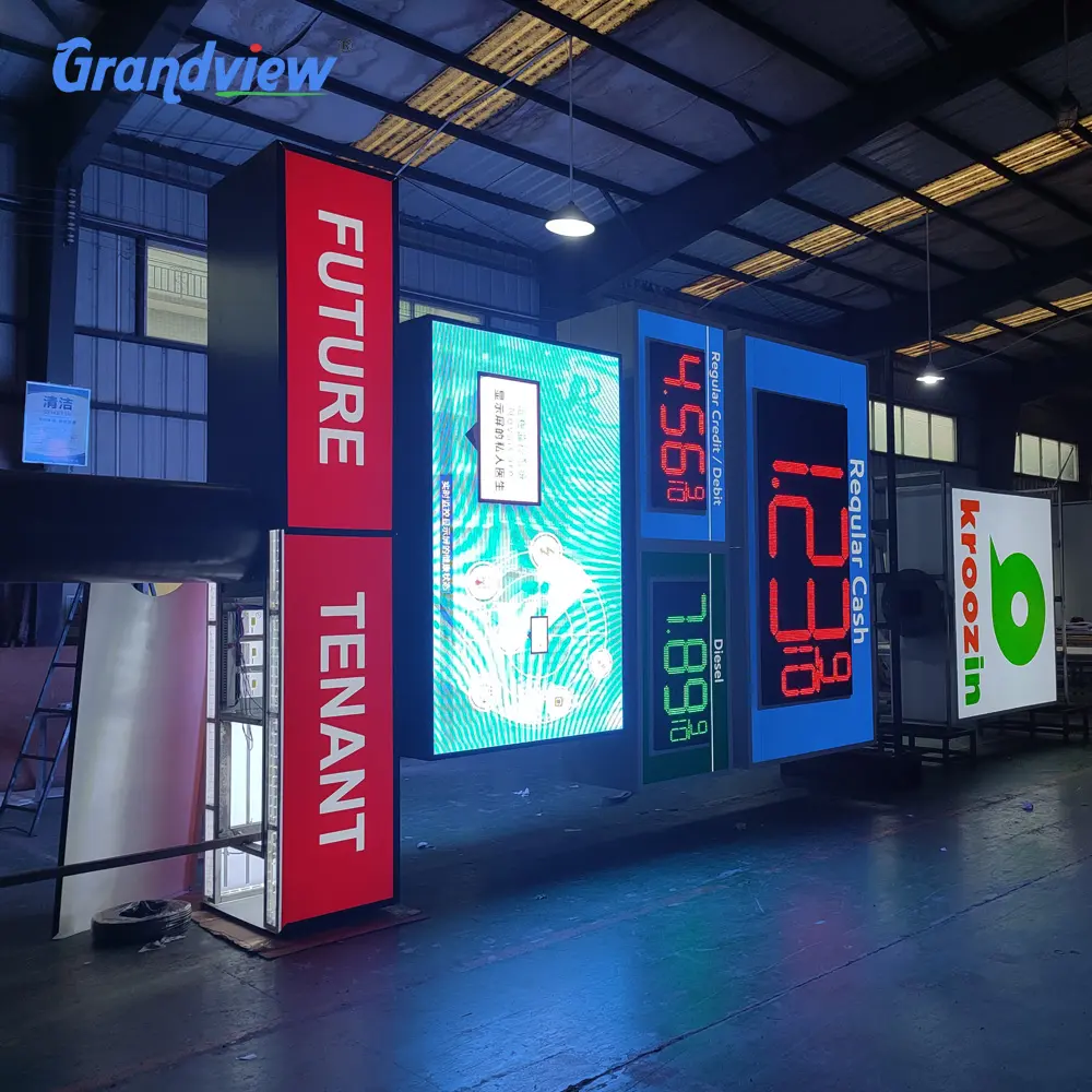 Papan variasi led papan gas led pylon tanda-tanda petro led harga gas tanda untuk bisnis stasiun gas