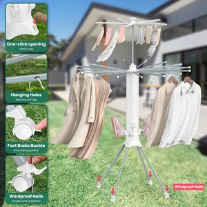 ราวตากผ้าพับได้รูปทรงปลาหมึกแบบพกพา สำหรับแขวนเหนือประตู พร้อมตะขอ - Product Image 2
