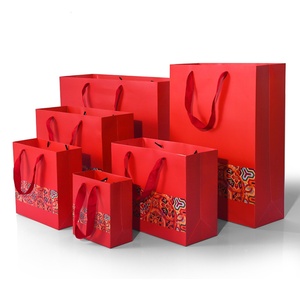 Portable Ivory Board Scarlet Handbag with Ribbon or Rope Elegant Paper <b>Bags</b> - Product Image 3