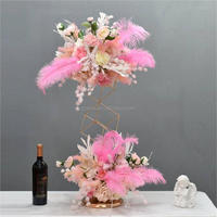 Support de fleurs artificielles en fer doré de luxe, sculpture de haute qualité pour centre de table de mariage