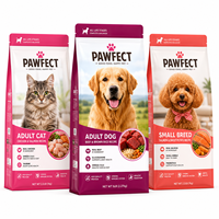Sachet d'emballage alimentaire vert naturel de qualité supérieure pour animaux de compagnie avec impression réaliste chat/chien, ensemble de pochettes verticales à haute saturation