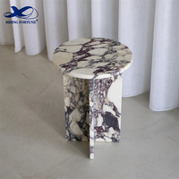 Calacatta Viola Table basse en marbre Socle bas pour salon en marbre Table basse de luxe en pierre naturelle et ronde Table d'appoint