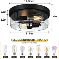 Plafonnier encastré noir, lampe de plafond moderne style farmhouse pour chambre, couloir, salon