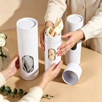 Boîte d'emballage personnalisée pour sous-vêtements et chaussettes, boîte cylindrique en carton ronde avec fenêtre ovale transparente