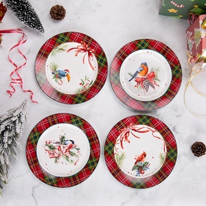 Scottish Phong Cách Giáng Sinh Trang Trí Tấm Set Thiết Kế Mộc Mạc Đồ Ăn Cho Nhà Sử Dụng Bao Gồm Món Tráng Miệng Bữa Ăn Tối Tấm-Mô Hình Mới - Product Image 1