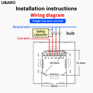 Interruptor Wifi Inteligente con Panel de Vidrio de 86 mm, Control por Voz, para Instalación en Pared, 10A, 300-1200W, Estándar Nacional - Product Image 4