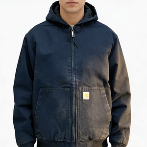 Vêtements de travail pour l'automobile, streetwear personnalisé, unisexe, hiver, en toile épaisse lavée, doublé, style vintage, avec fermeture éclair, pour charpentier, pour hommes, avec LOGO - Product Image 4