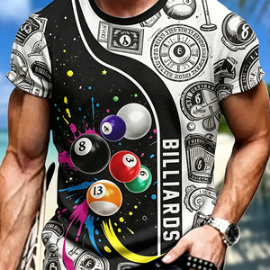 T-shirt da uomo S.Q.F. 100% cotone, stampa a trasferimento termico, 300 grammi, modello 8 Ball, stile retrò vintage grunge streetwear, manica corta, girocollo, casual - Product Image 1