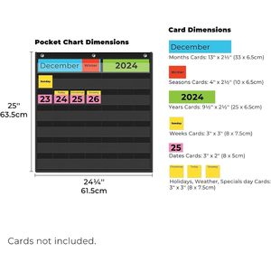 Calendario mensual para el aula, tabla de bolsillo con tarjetas de 2,75x2,75, gestión del tiempo, regreso a la escuela, diseño moderno - Product Image 3