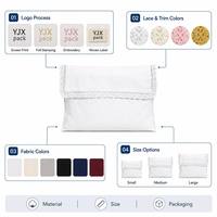 Sac à rabat personnalisé en coton blanc avec bordure en dentelle |   Pochette à bijoux de luxe en dentelle de coton, sac anti-poussière, cadeau, OEM, MOQ 100