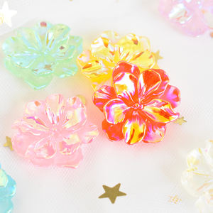 Nouveau Cabochon en Résine à Dos Plat Style Baroque, Fleur Scintillante, Fleur de Lotus Mignonne, Sac OPP HD, Accessoires DIY pour Coque de Téléphone Portable - Product Image 4