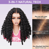 Perruque de cheveux humains ondulés et bouclés pré-coupés, sans colle, avec cordon de serrage invisible, perruques frontales en dentelle 13x4 pour femmes